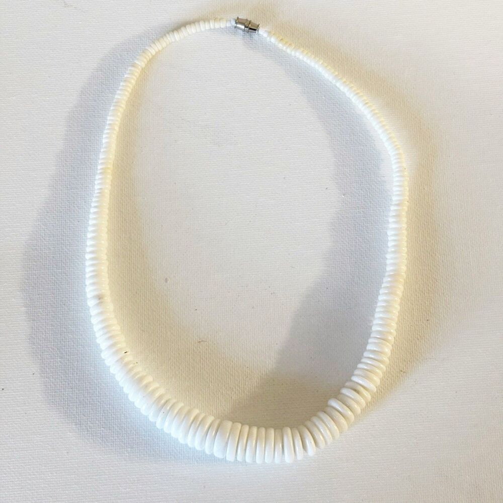 Graduated Heishi Bead Necklace Hawaiian Surfer Nature Beach Jewelry Gift 18”